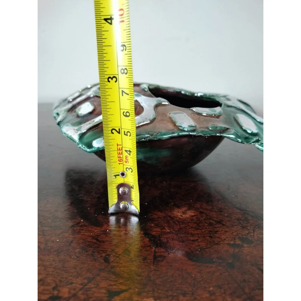 Signed Abstract Studio Art Pottery Sculptural Vessel Organic Glaze Vase 7.5